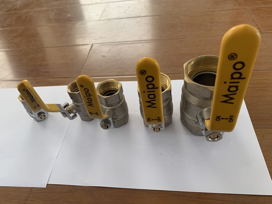 1/2 3/4 &quot; pouces en gros zinc soupape à bille en laiton avec poignée en plastique jaune
