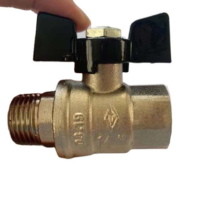 Taille gauche en laiton du robinet à tournant sphérique de gaz de poignées populaires internes de fil 14mm