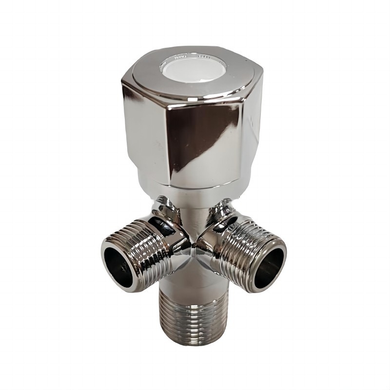 Ventilateur d'angle en laiton à deux voies à noyau rapide à poignée en plastique 1/2*3/8*3/8